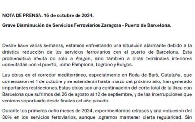 Alarma por la Reducción de Servicios Ferroviarios Zaragoza-Barcelona